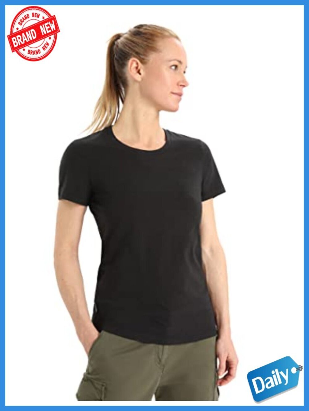 Merino Wool & Organic Cotton Short Sleeve Tee - Crew Neck - Stretchy &